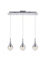 Elegant 3803D24C - Amherst Collection LED 3-light chandelier 24in x 4in x 9in chrome finish