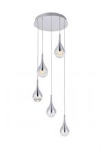 Elegant 3805D14C - Amherst Collection LED 5-light chandelier 15in x 9in chrome finish