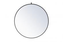 Elegant MR4739BK - Metal frame round mirror with decorative hook 39 inch in Black