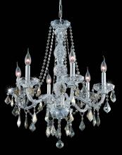 Elegant V7856D24C-GT/RC - Verona 6 light Chrome Chandelier Golden Teak (Smoky) Royal Cut Crystal