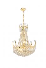 Elegant V8949D24G/RC - Corona 15 light Gold Chandelier Clear Royal Cut Crystal