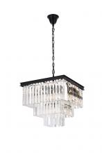 Elegant 1201S22MB/RC - Sydney 21.5 inch square crystal chandelier in matte black