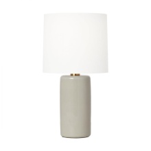 Visual Comfort & Co. Studio Collection BT1101SHG1 - Barbara Barry Shanghai 1-Light Table Lamp in Shellish Grey Finish with White Linen Fabric Shade